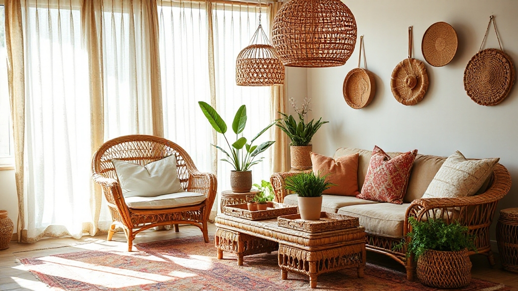 woven rattan boho decor